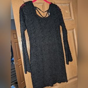 Black Lace Silk Dress